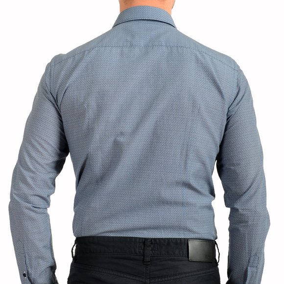 Hugo Boss Men's "Rikki_53" Slim Fit Geometric Print Long Sleeve Casual Shirt - Picture 6 of 9